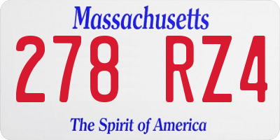 MA license plate 278RZ4
