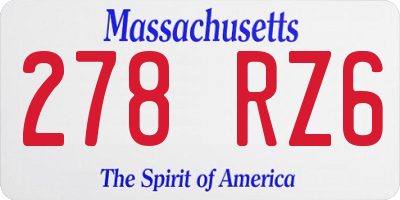 MA license plate 278RZ6