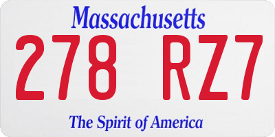 MA license plate 278RZ7