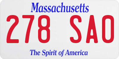 MA license plate 278SA0