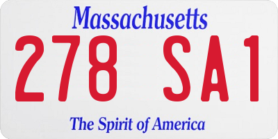 MA license plate 278SA1