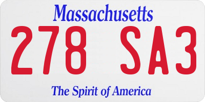 MA license plate 278SA3