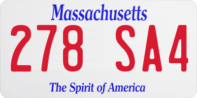 MA license plate 278SA4