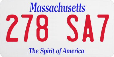 MA license plate 278SA7
