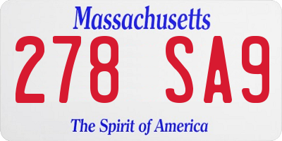MA license plate 278SA9