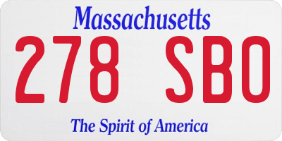 MA license plate 278SB0