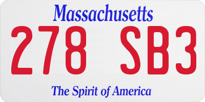 MA license plate 278SB3