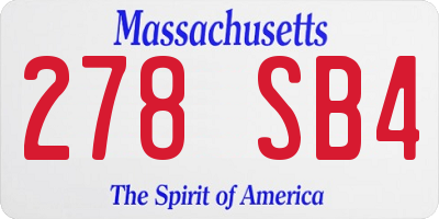 MA license plate 278SB4