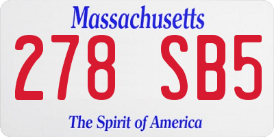 MA license plate 278SB5