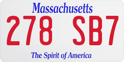 MA license plate 278SB7