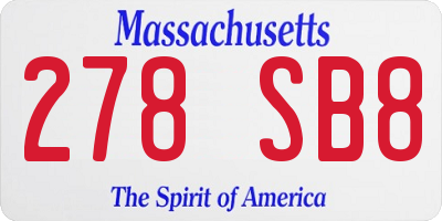 MA license plate 278SB8