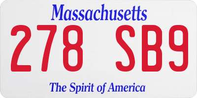 MA license plate 278SB9