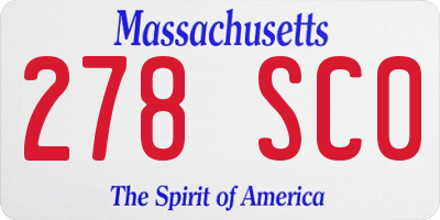MA license plate 278SC0