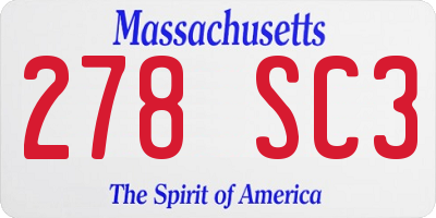 MA license plate 278SC3
