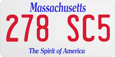 MA license plate 278SC5