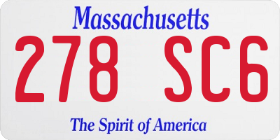 MA license plate 278SC6