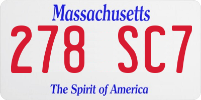 MA license plate 278SC7