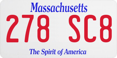 MA license plate 278SC8