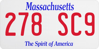 MA license plate 278SC9