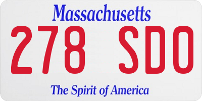 MA license plate 278SD0