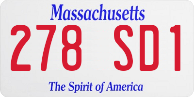 MA license plate 278SD1
