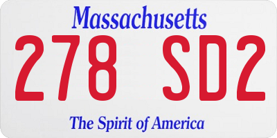 MA license plate 278SD2