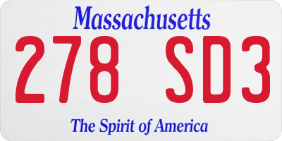 MA license plate 278SD3