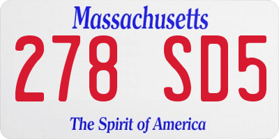 MA license plate 278SD5