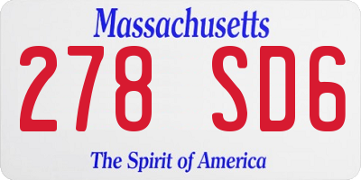 MA license plate 278SD6