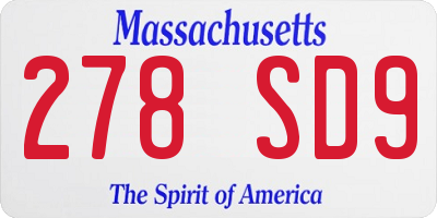 MA license plate 278SD9