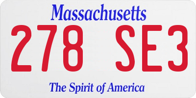 MA license plate 278SE3