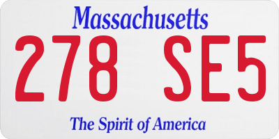 MA license plate 278SE5