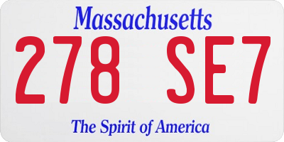 MA license plate 278SE7