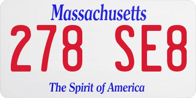 MA license plate 278SE8
