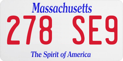 MA license plate 278SE9