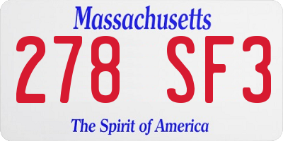 MA license plate 278SF3