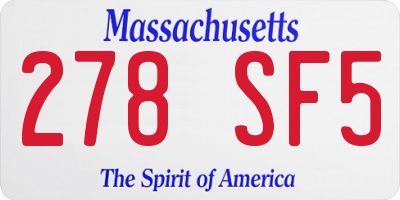 MA license plate 278SF5