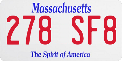 MA license plate 278SF8