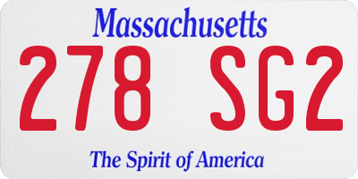 MA license plate 278SG2