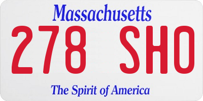 MA license plate 278SH0