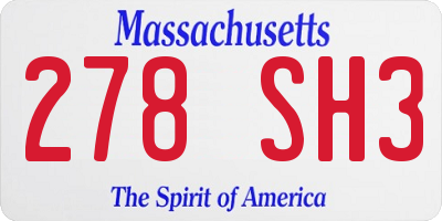 MA license plate 278SH3