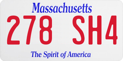 MA license plate 278SH4