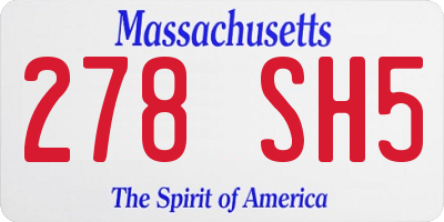 MA license plate 278SH5
