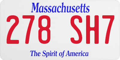 MA license plate 278SH7