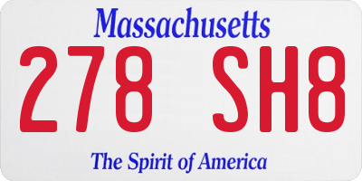 MA license plate 278SH8