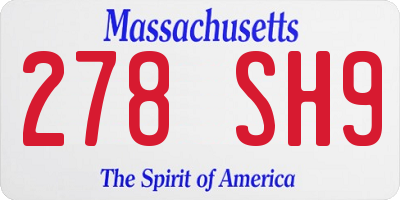 MA license plate 278SH9