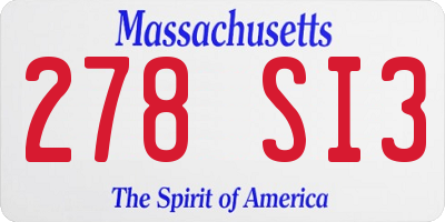 MA license plate 278SI3