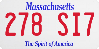 MA license plate 278SI7