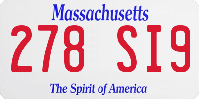 MA license plate 278SI9