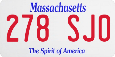 MA license plate 278SJ0